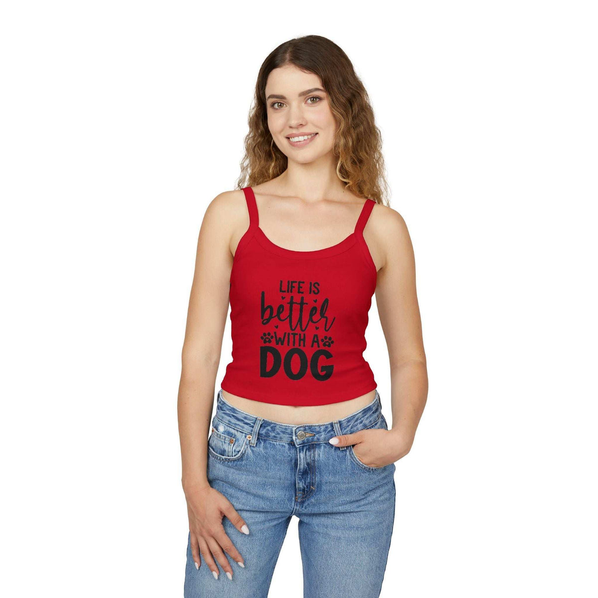Women's Spaghetti Strap Tank Top - "Life is Better with a Dog"