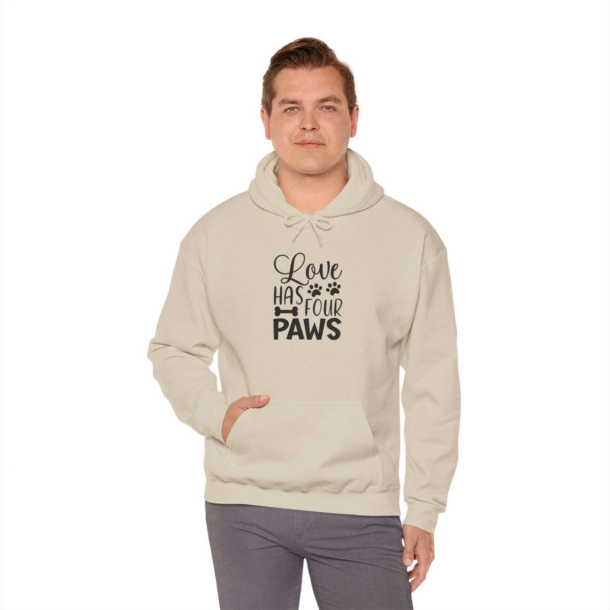 Love Has Four Paws Hoodie – Cozy Unisex Sweatshirt for Pet Lovers