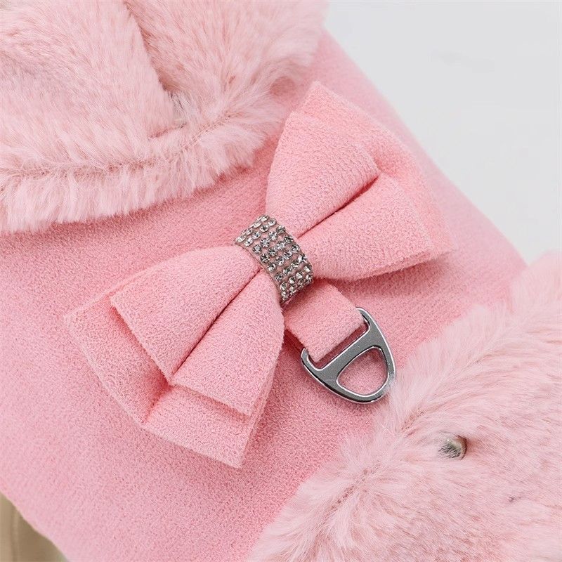 Bow Tie Puppy Harness - Warm Padded Dog Leash Set