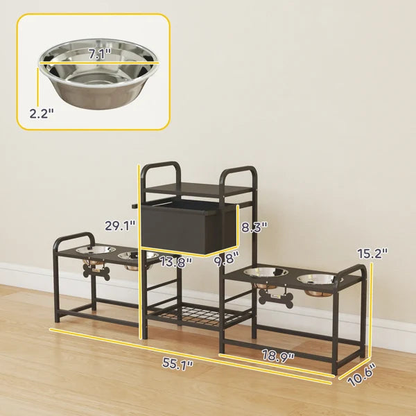 Dog Bowls with Storage - Pet Feeding Station & Container