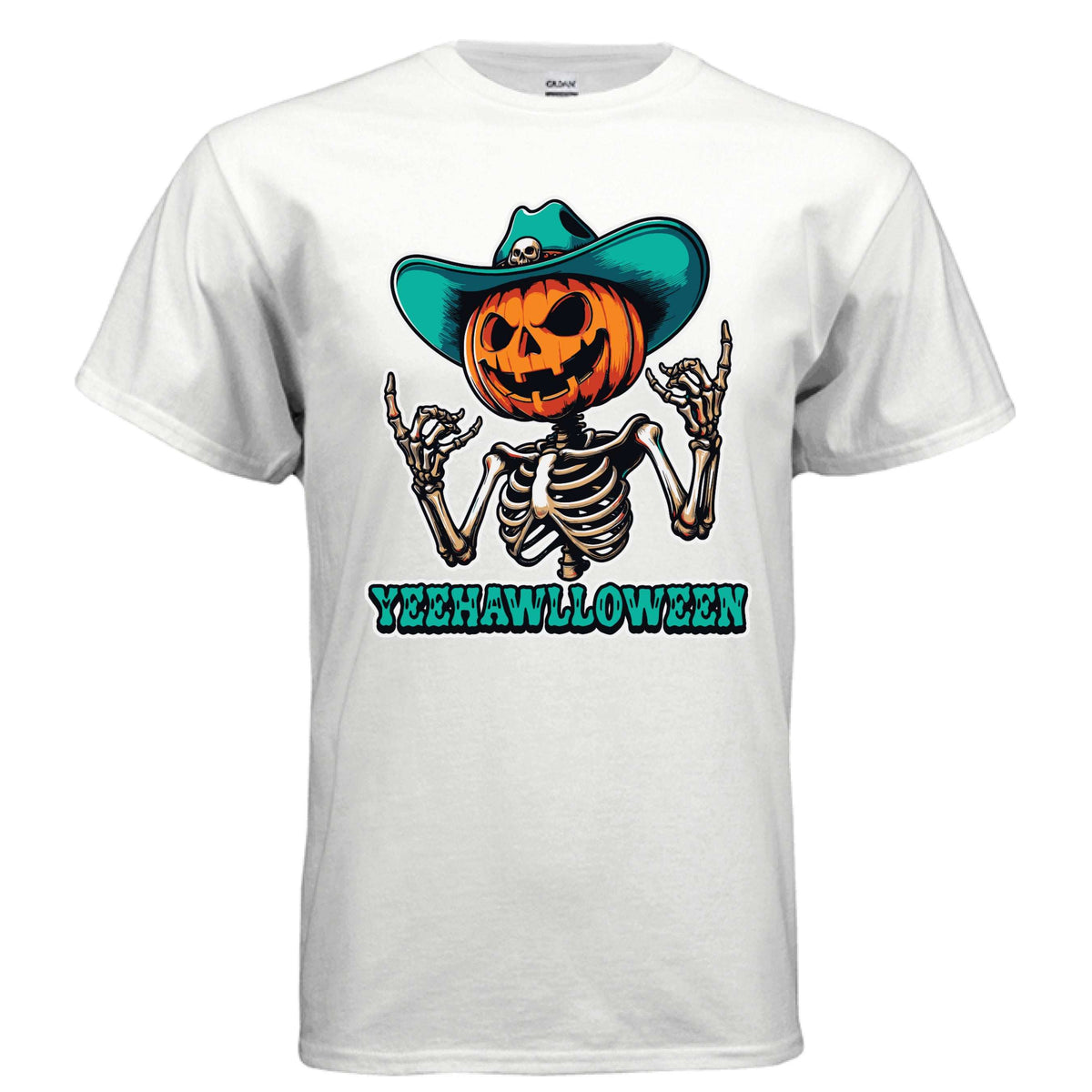 Yeehalloween Spooky Pumpkin Skeleton T-Shirt - Halloween Fun