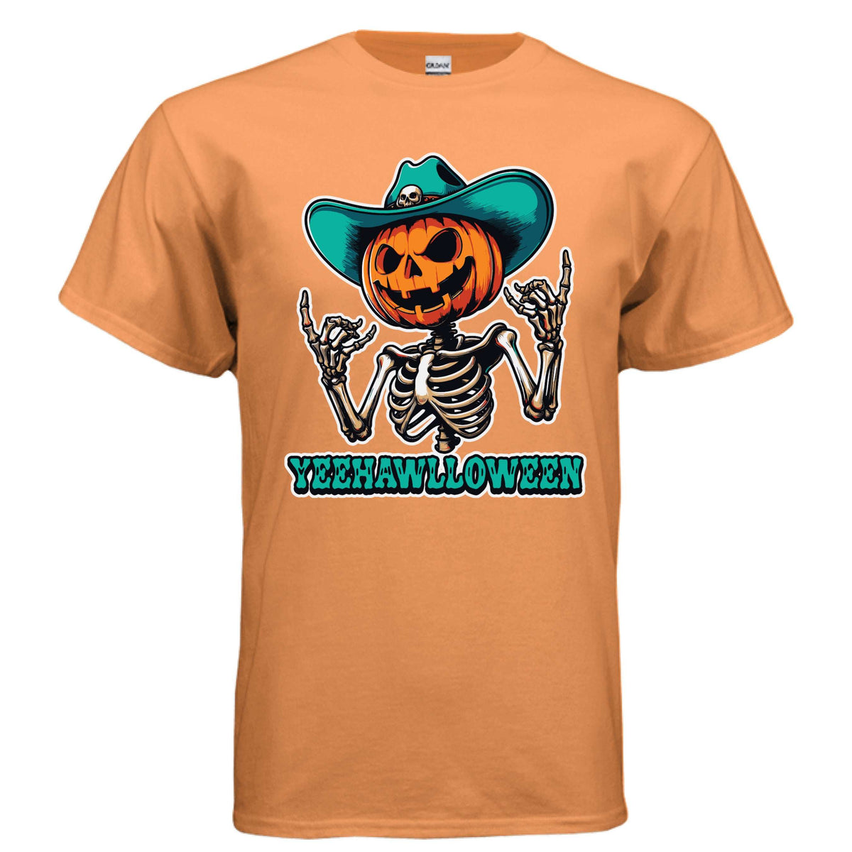 Yeehalloween Spooky Pumpkin Skeleton T-Shirt - Halloween Fun