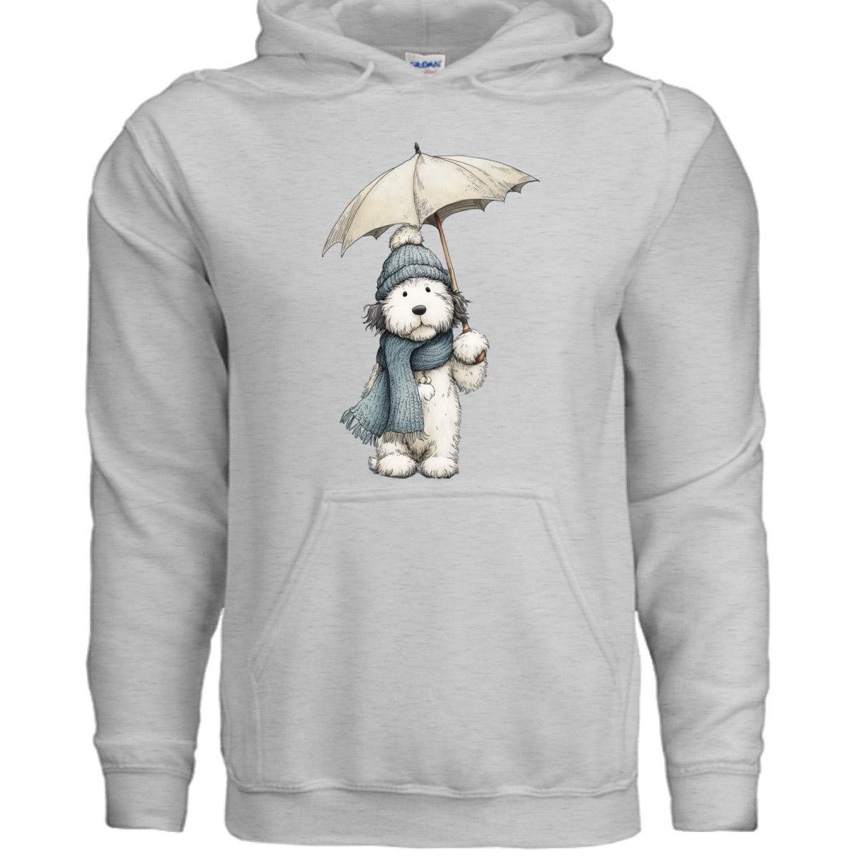 Rainy Day Pup Hoodie - Whimsical Dog Lover Sweatshirt
