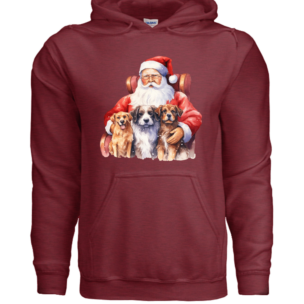 Santa Holding Pups Hoodie - Christmas Dog Lover Sweatshirt