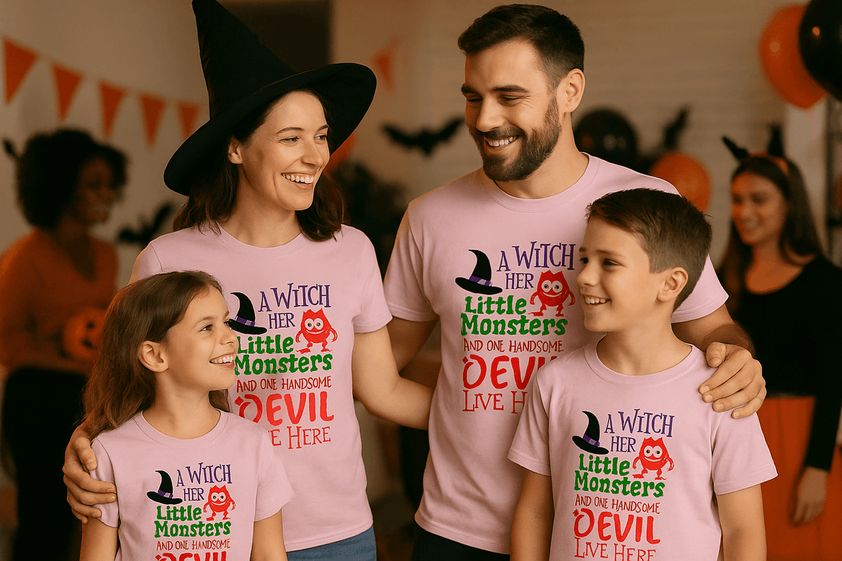Witch and Family T-Shirt - Halloween Family Style