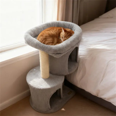 Compact Cat Tree -  2 Condos & Sisal Scratching Posts