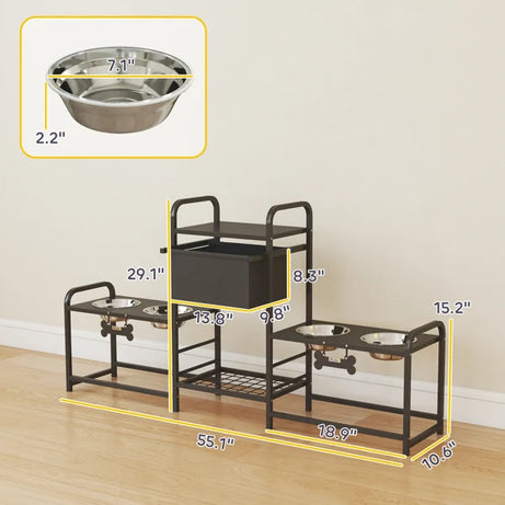 Dog Bowls with Storage - Pet Feeding Station & Container