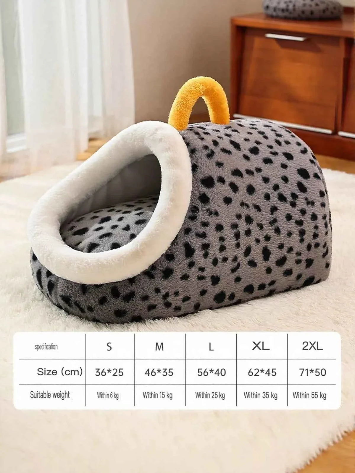 Pet Nest with Handle - Cozy Polka Dot Bed