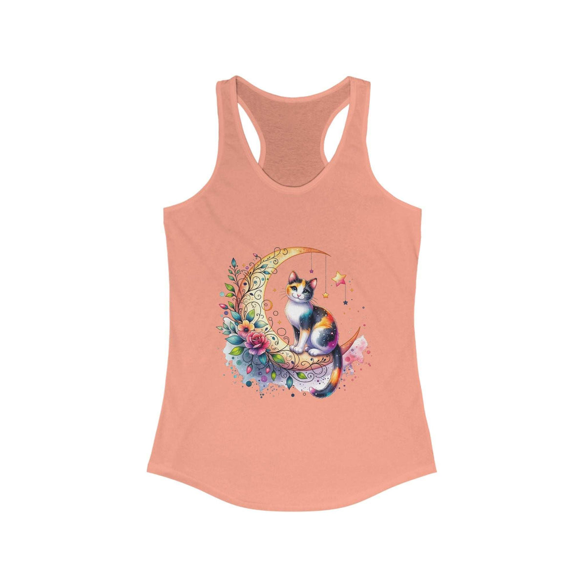 Whimsical Cat Moon Racerback Tank Top for Women