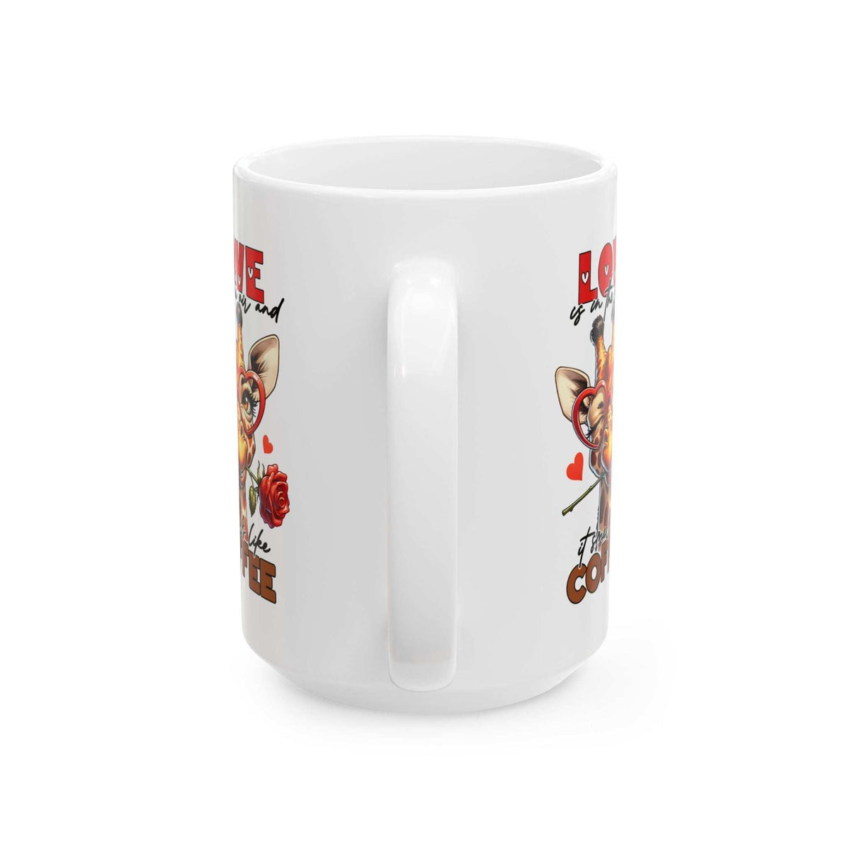 Love & Coffee Ceramic Mug - Cute Giraffe Design, 11oz/15oz