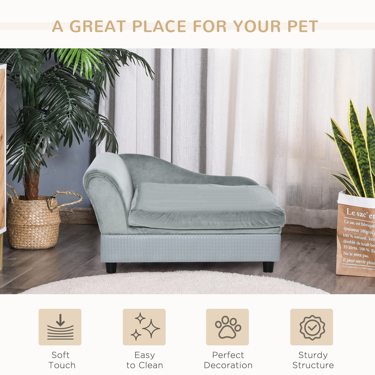 Pet Sofa Couch with Hidden Storage - Tufted Foam Cushion