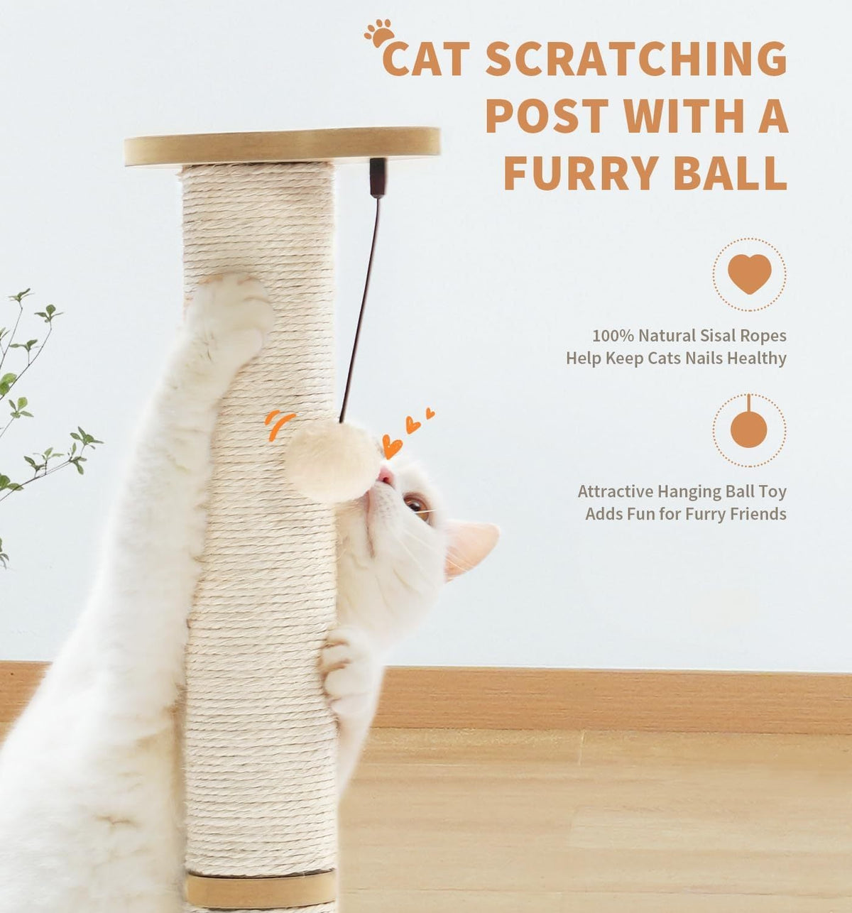 Cat Scratching Post Sisal - 3 Track Ball Lane Hanging Toy