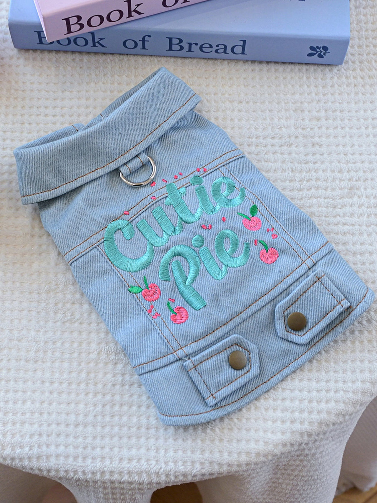 Dog Denim Jacket - Embroidered Boutique Style Apparel for Small Dogs