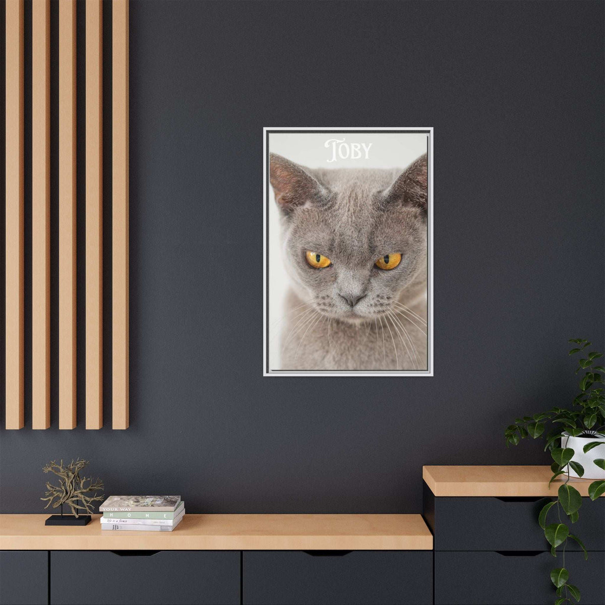 Personalized Photo Wall Art - Framed Matte Canvas Print for Pet Lovers - Customizable Name Print