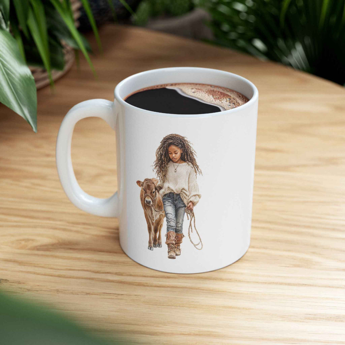 Vintage Country Ceramic Mug - Rustic Animal Coffee Cup