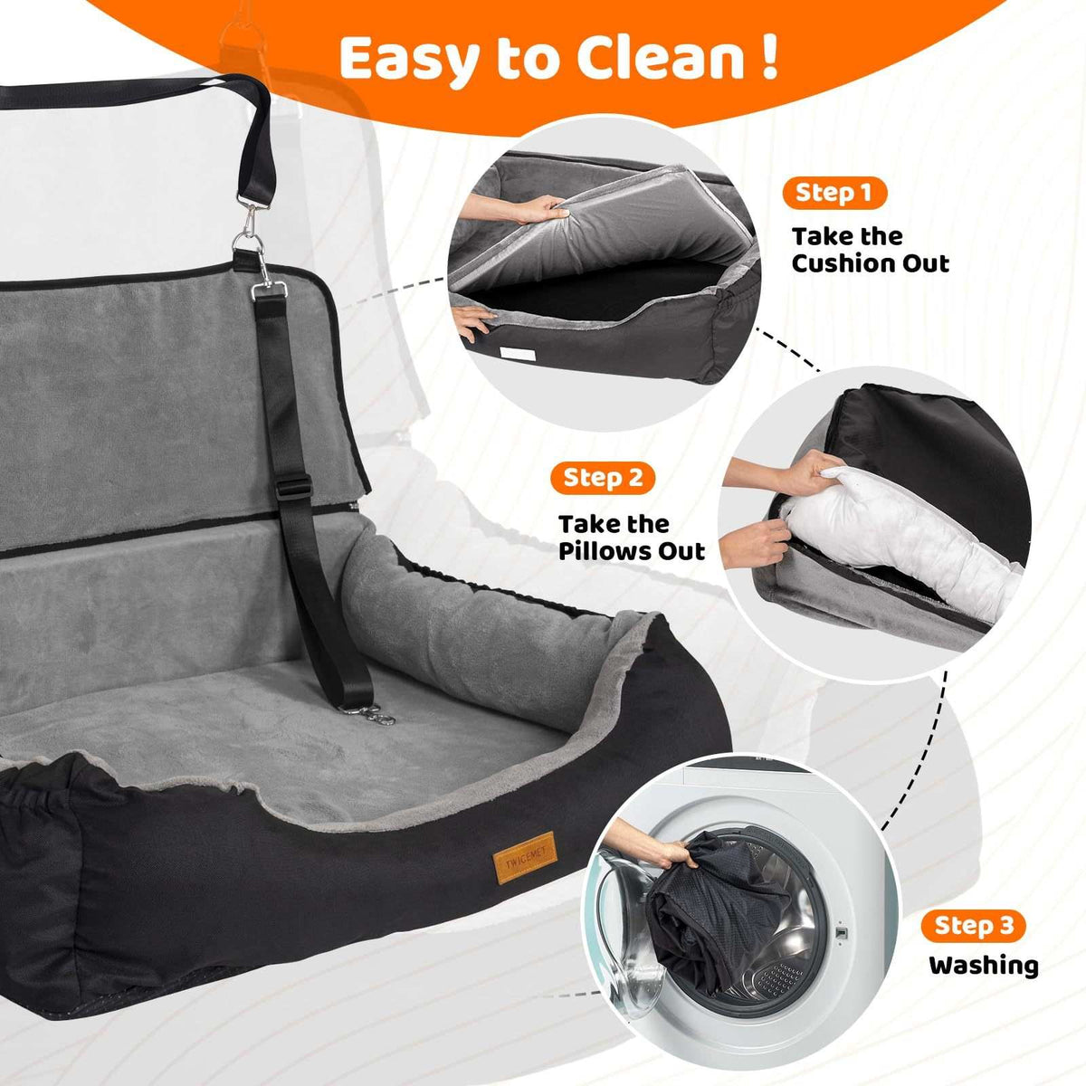 Coral Fleece Dog Booster Seat, Pet Travel Bed With Storage And Clip-on Leash, For Large Dogs 70 Lbs Or 2 Medium,Small Dogs