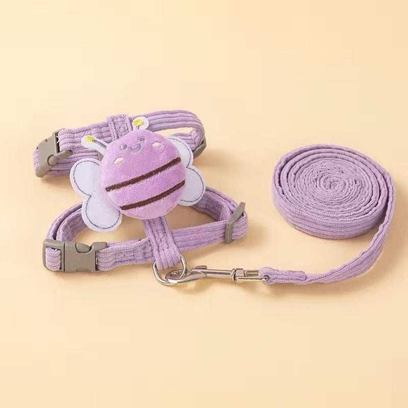 Cute Bumblebee Small Pet Adjustable Dog Cat Harness with Lead - X-Small to Medium