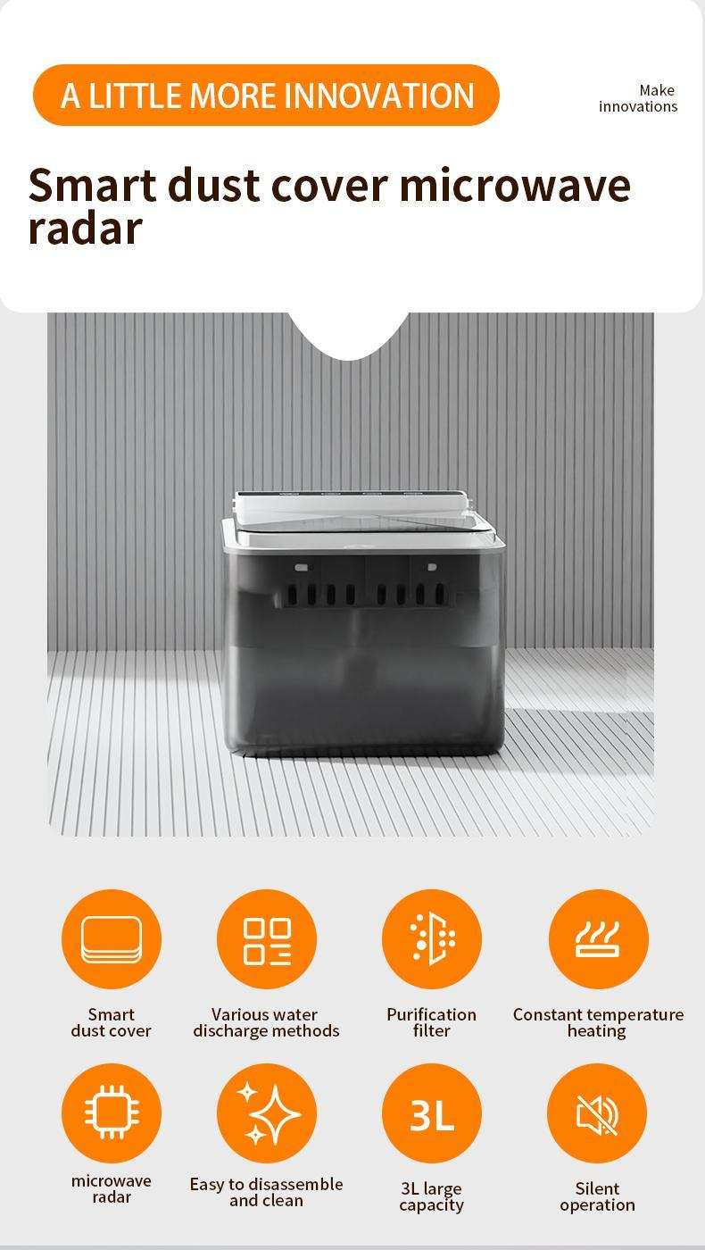 Wireless Charging Battery Driven 304 Stainless Steel Cat Automatic Induction Pet Water Fountain