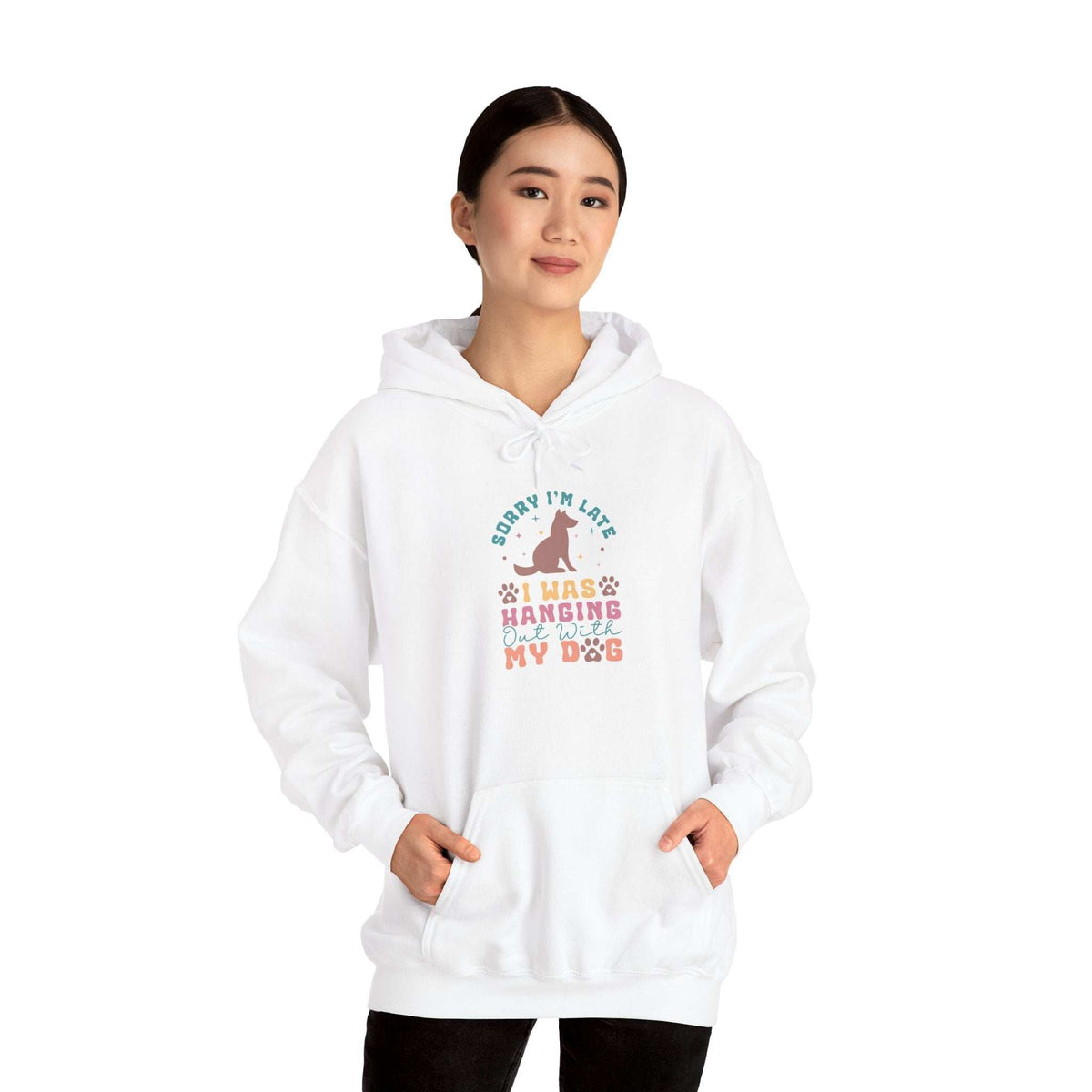 Funny Dog Lover Sweatshirt - "Sorry I'm Late, I Was Hanging Out With My Dog" - Unisex Heavy Blend™ Hoodie