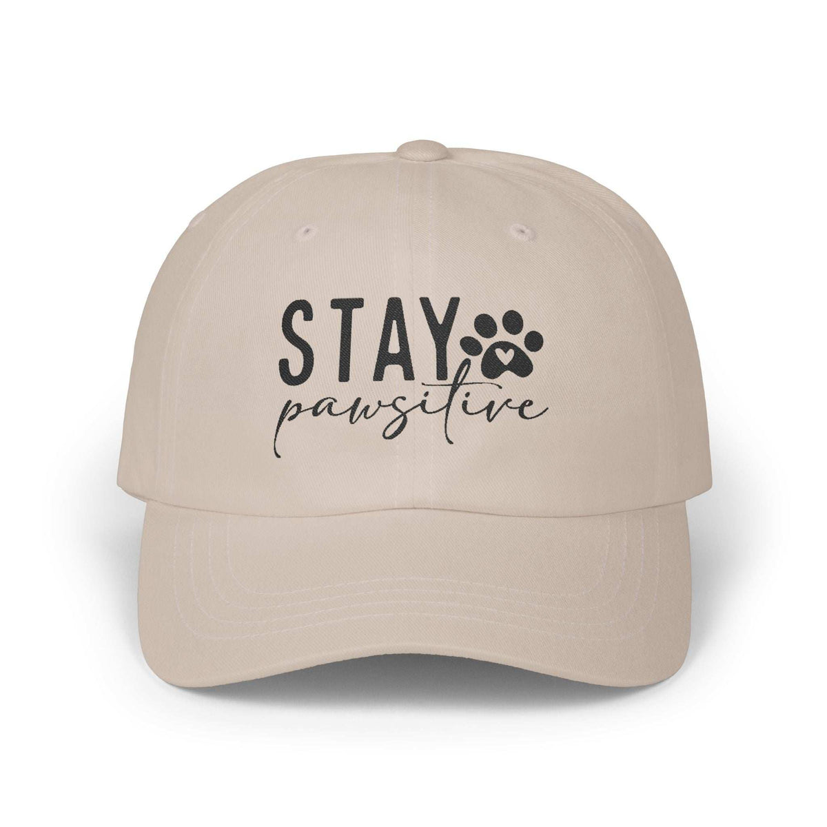 Stay Pawsitive Embroidered Dad Cap - Inspirational Pet Lover Baseball Hat