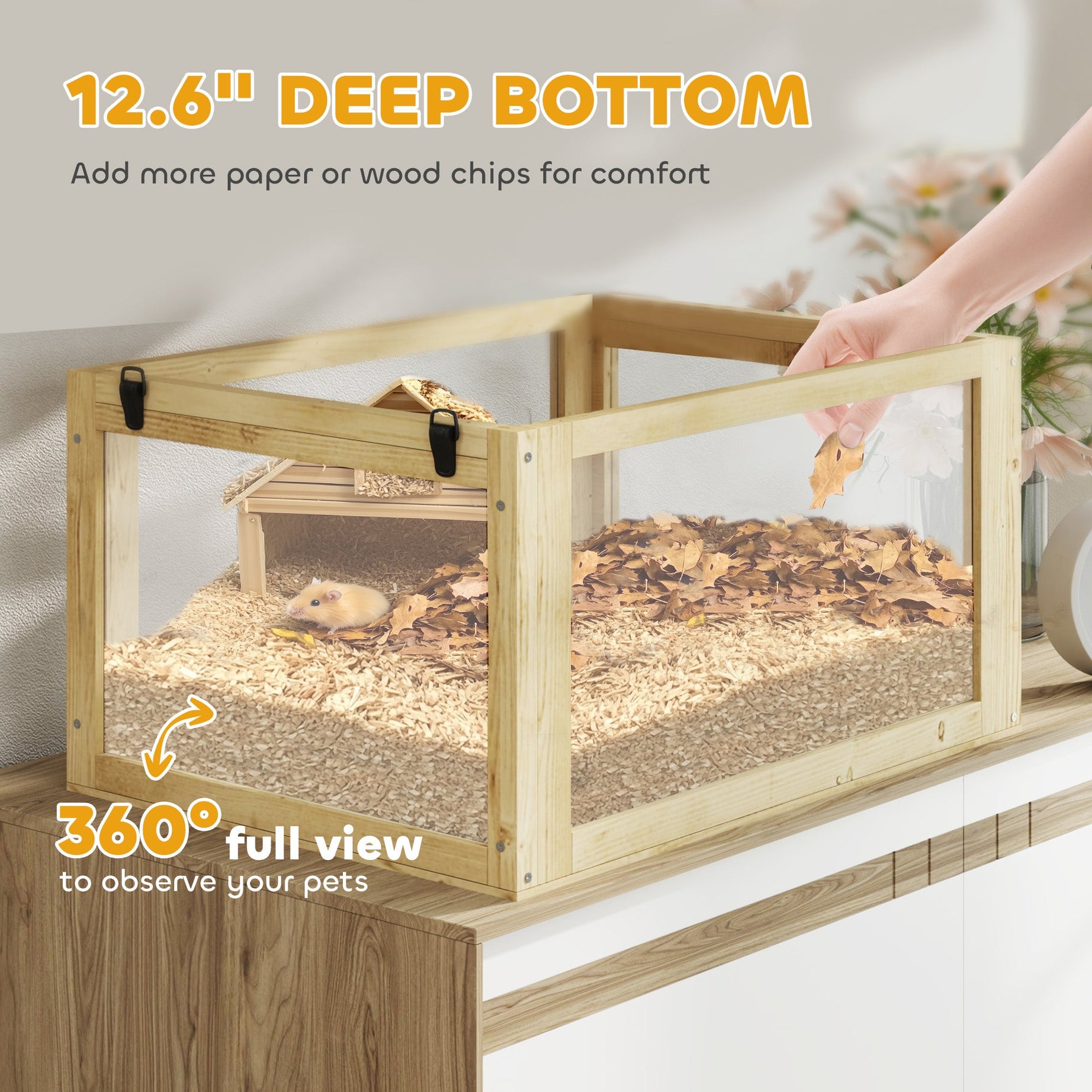 Hamster Cage 3 Tier Wooden - Deep Base Toys Wheel Included