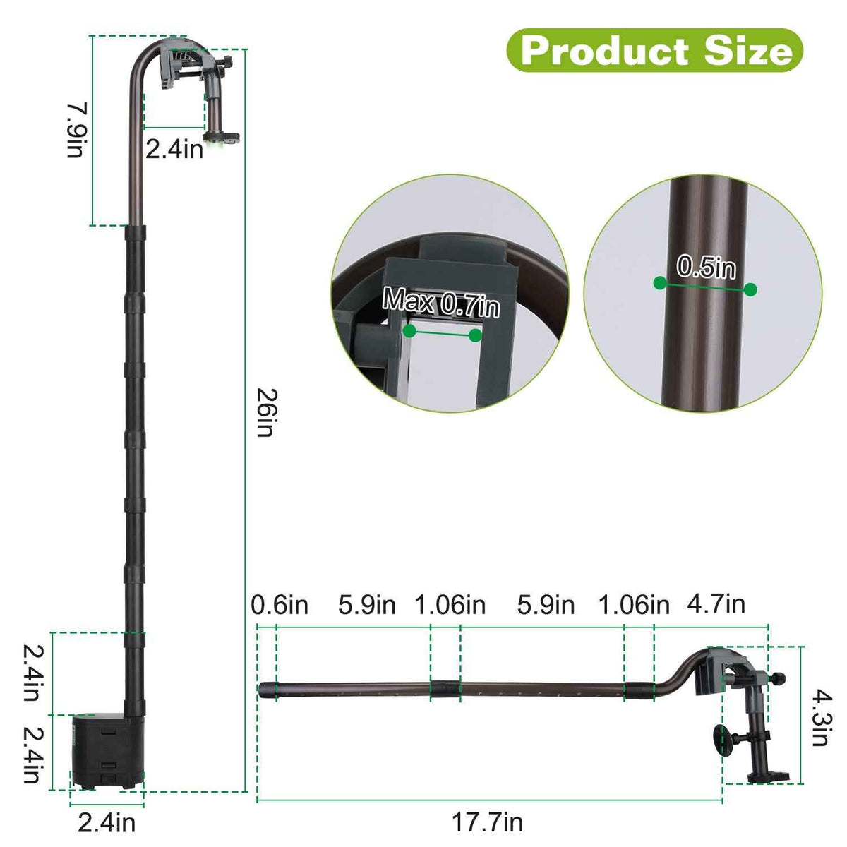 1Pc 3-Stage External Canister Filter For Aquarium Fish Tank With 600L-H Flow Rate 35.4in Max Height 6W Easy Installation Silent