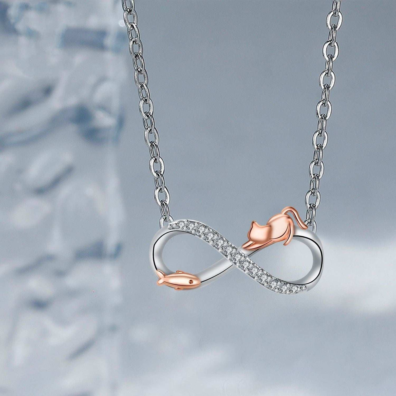 Special-interest Design Infinite Symbol Pendant Cat Necklace Gift