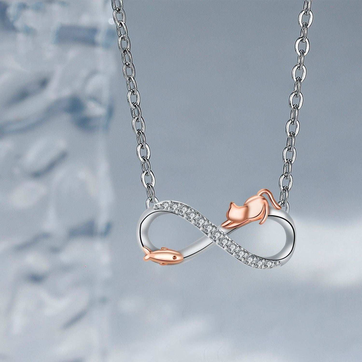 Special-interest Design Infinite Symbol Pendant Cat Necklace Gift