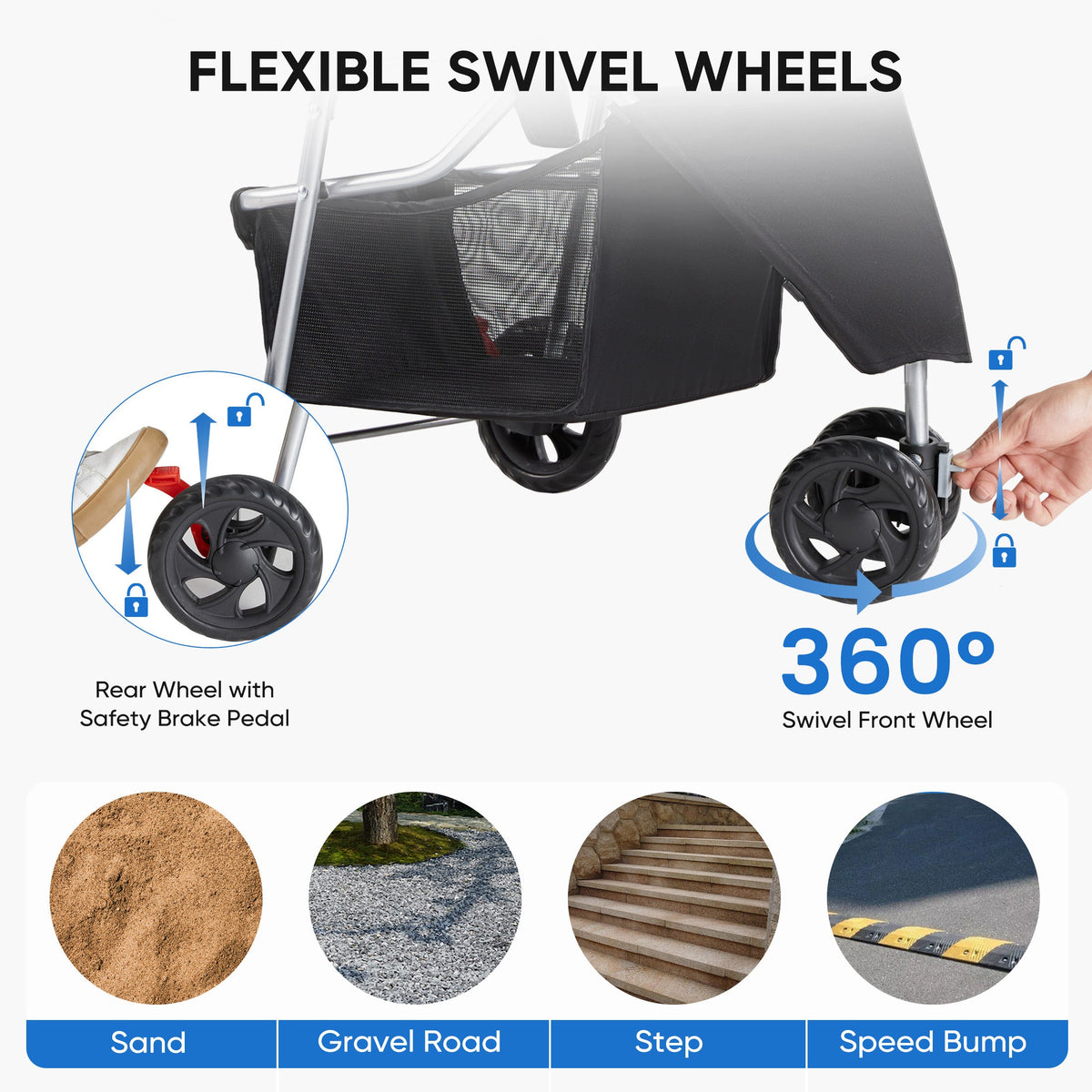 Pet Stroller - Foldable for Small Dogs & Cats