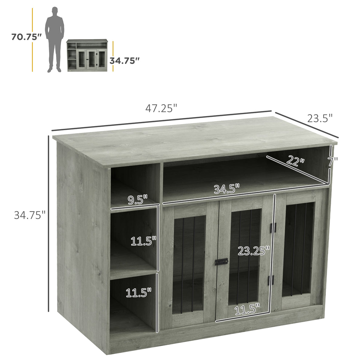 Paws & Storage Crate - 47" Dog Furniture Table