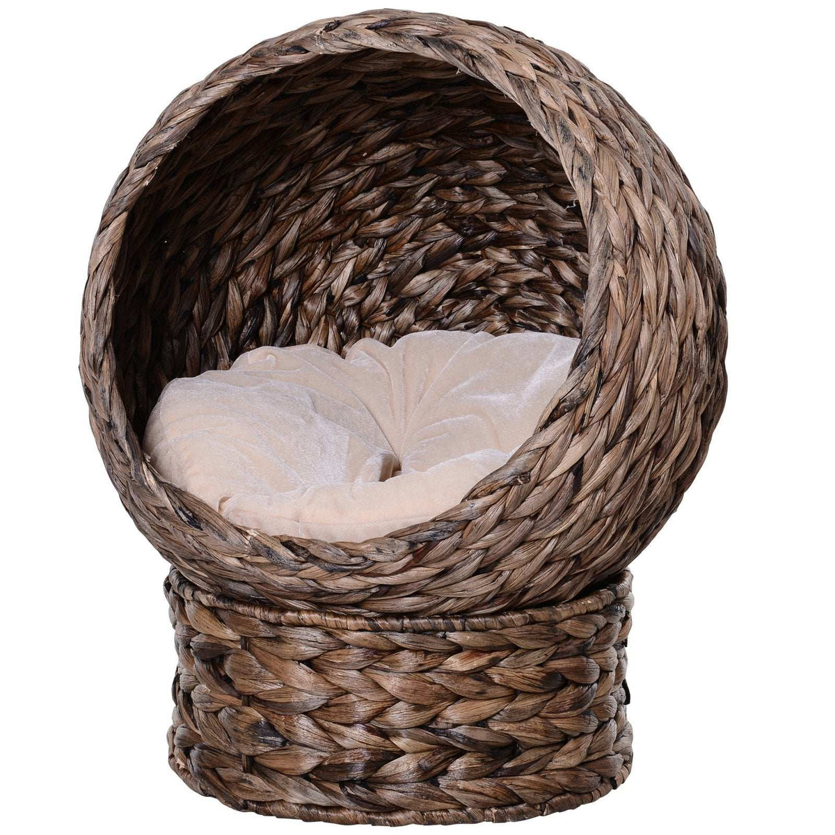 Cozy Wicker Pet Bed Dome - Natural Style