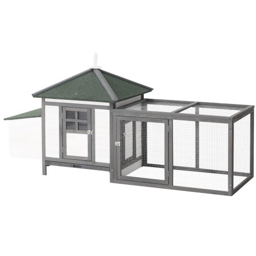 Wooden Chicken Coop - 77" with Nesting Boxes & Run