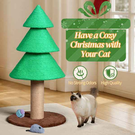 Christmas Tree Cat Scratcher - 31.5" Sisal Scratching Post