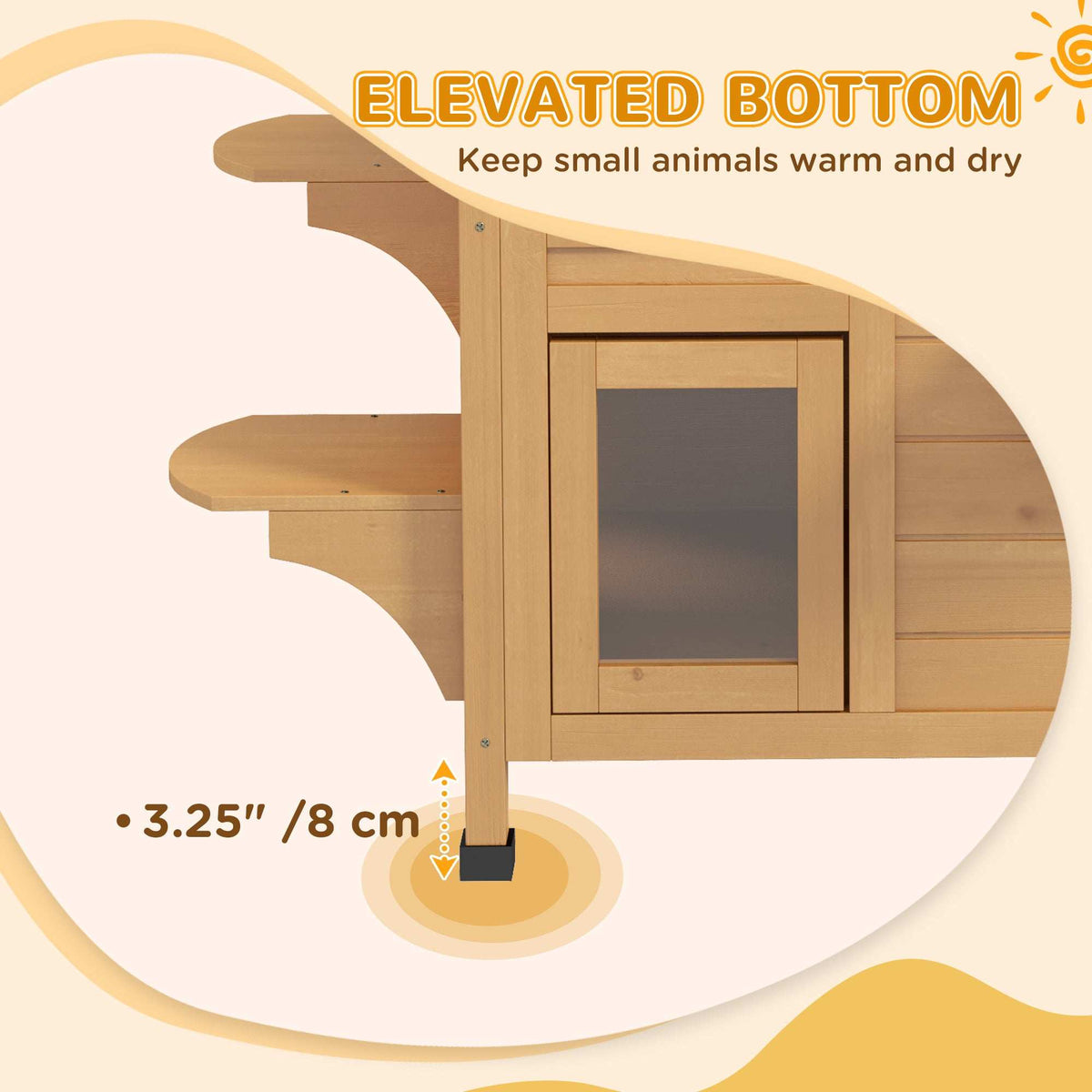 2-Story Wooden Outdoor Cat House - Feral Shelter with Escape Door