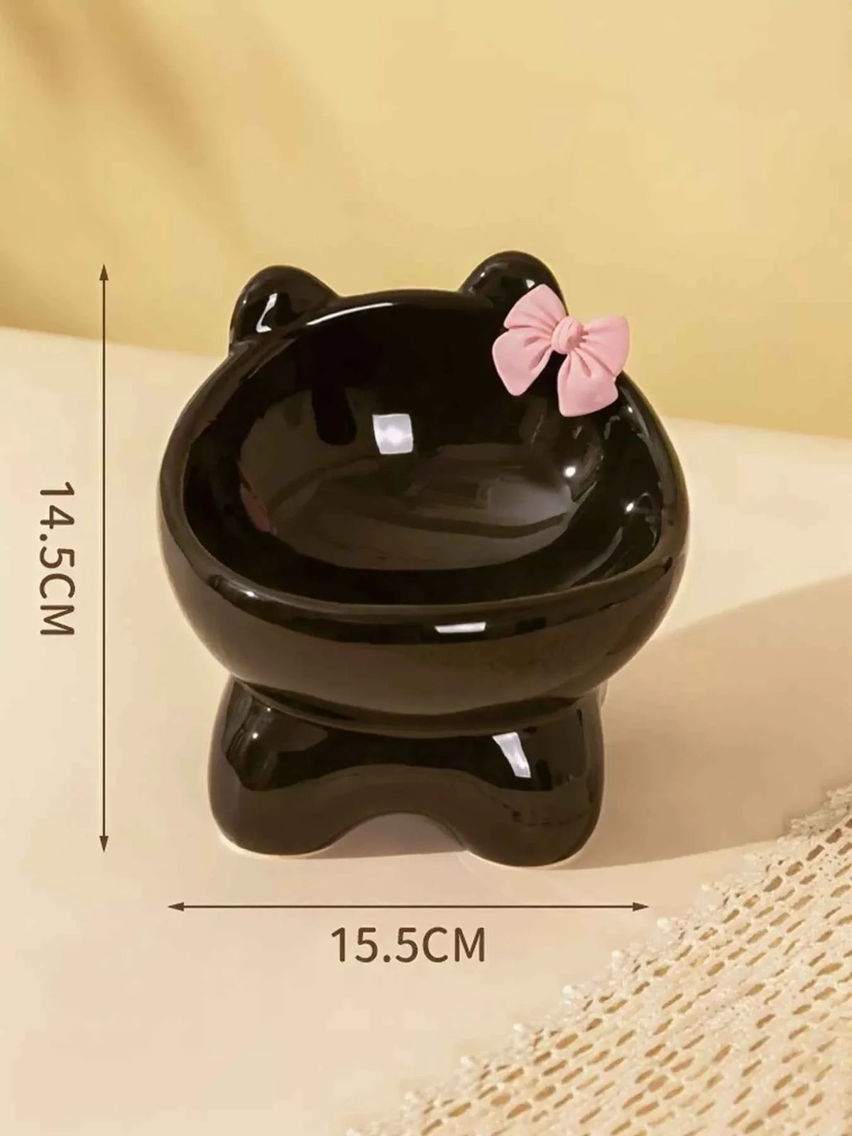 Ceramic Pet Bowl - Elevated with Bowknot