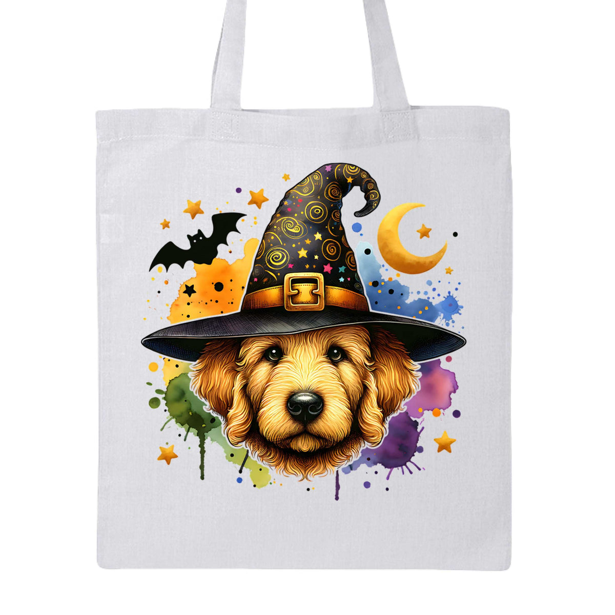 Golden Retriever Witch Tote Bag for Halloween - Dog Canvas