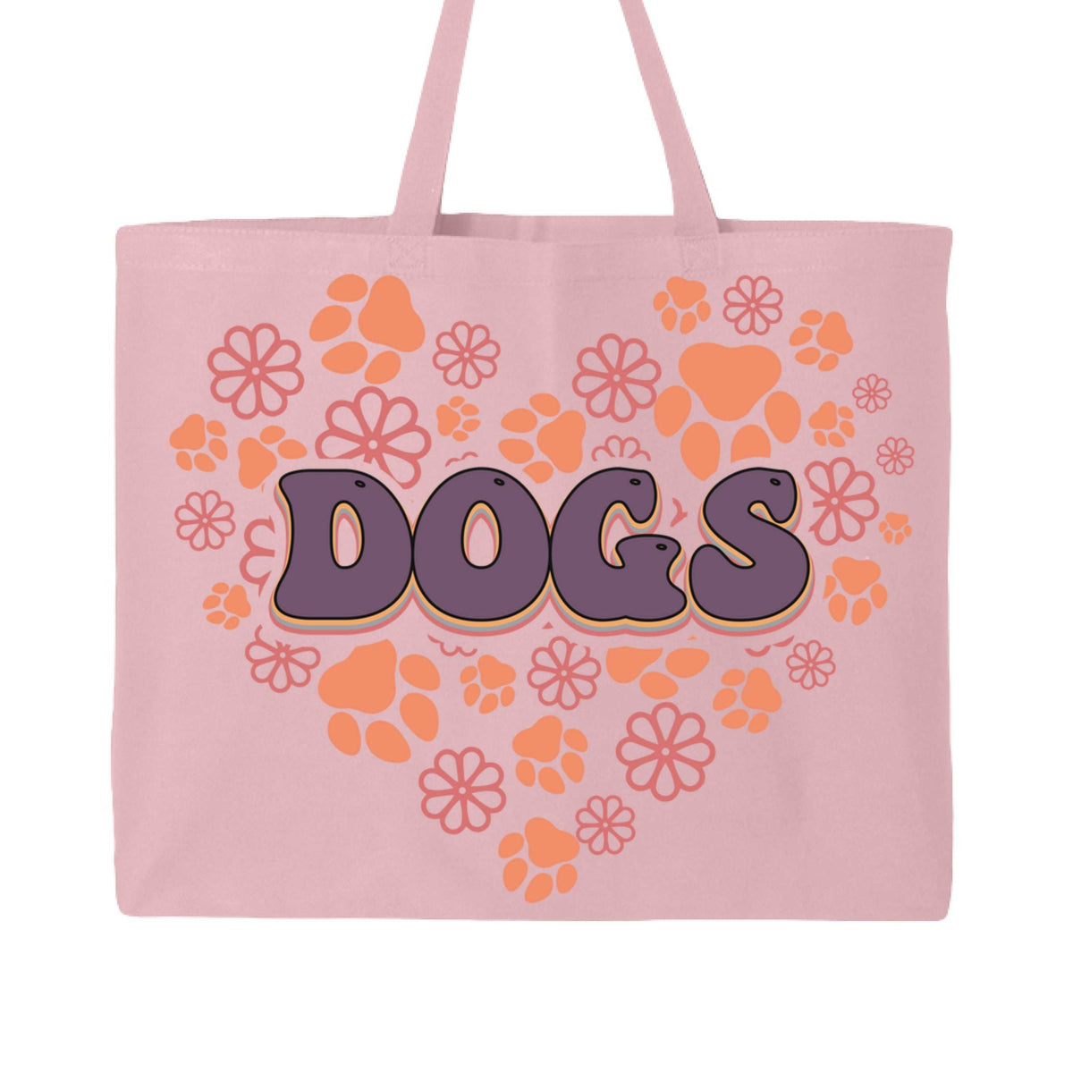 Dog Lover Tote Bag with Heart Paw Prints for Dog Moms
