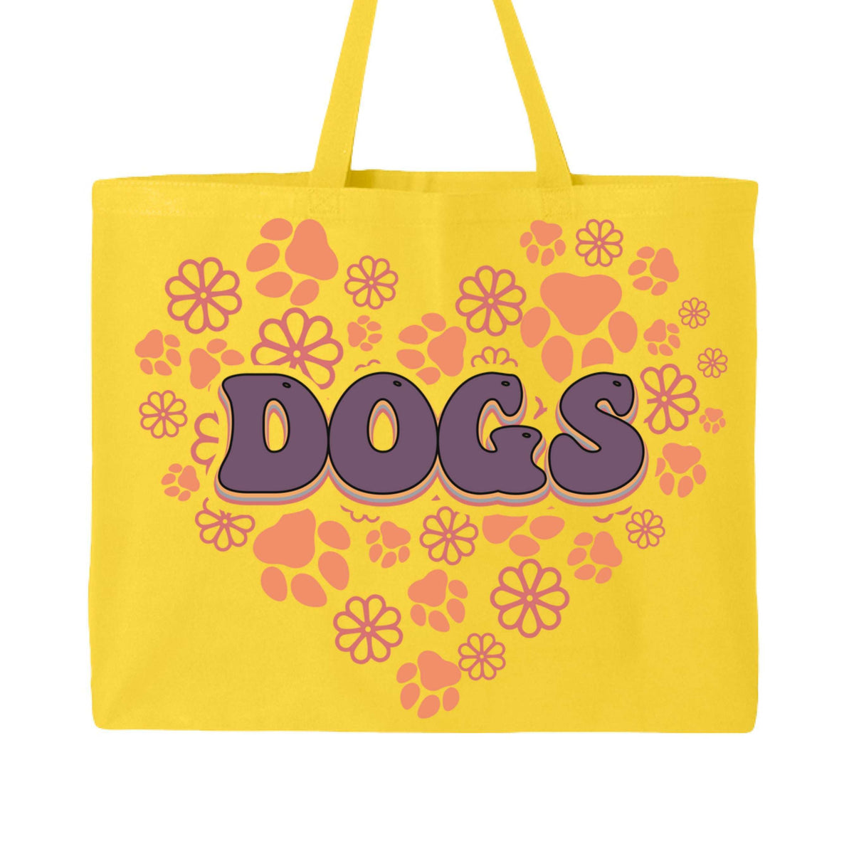 Dog Lover Tote Bag with Heart Paw Prints for Dog Moms