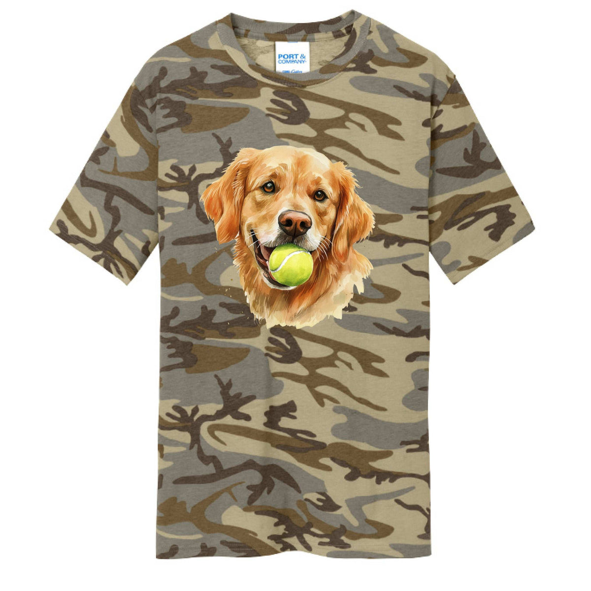 Golden Retriever Ball Tee - Playful Fetch Camo Shirt