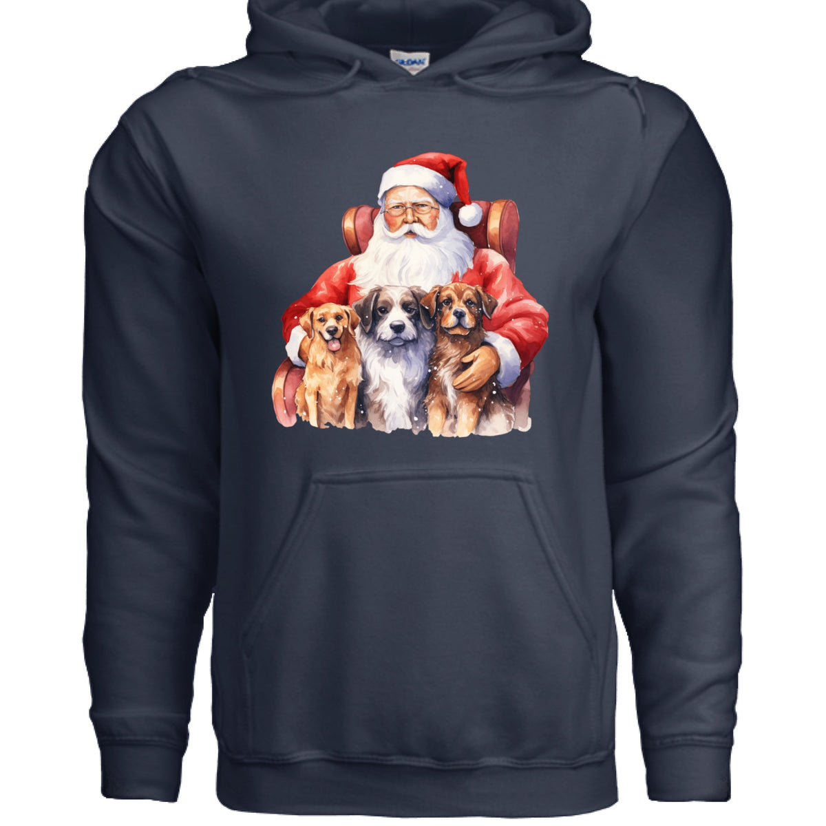 Santa Holding Pups Hoodie - Christmas Dog Lover Sweatshirt