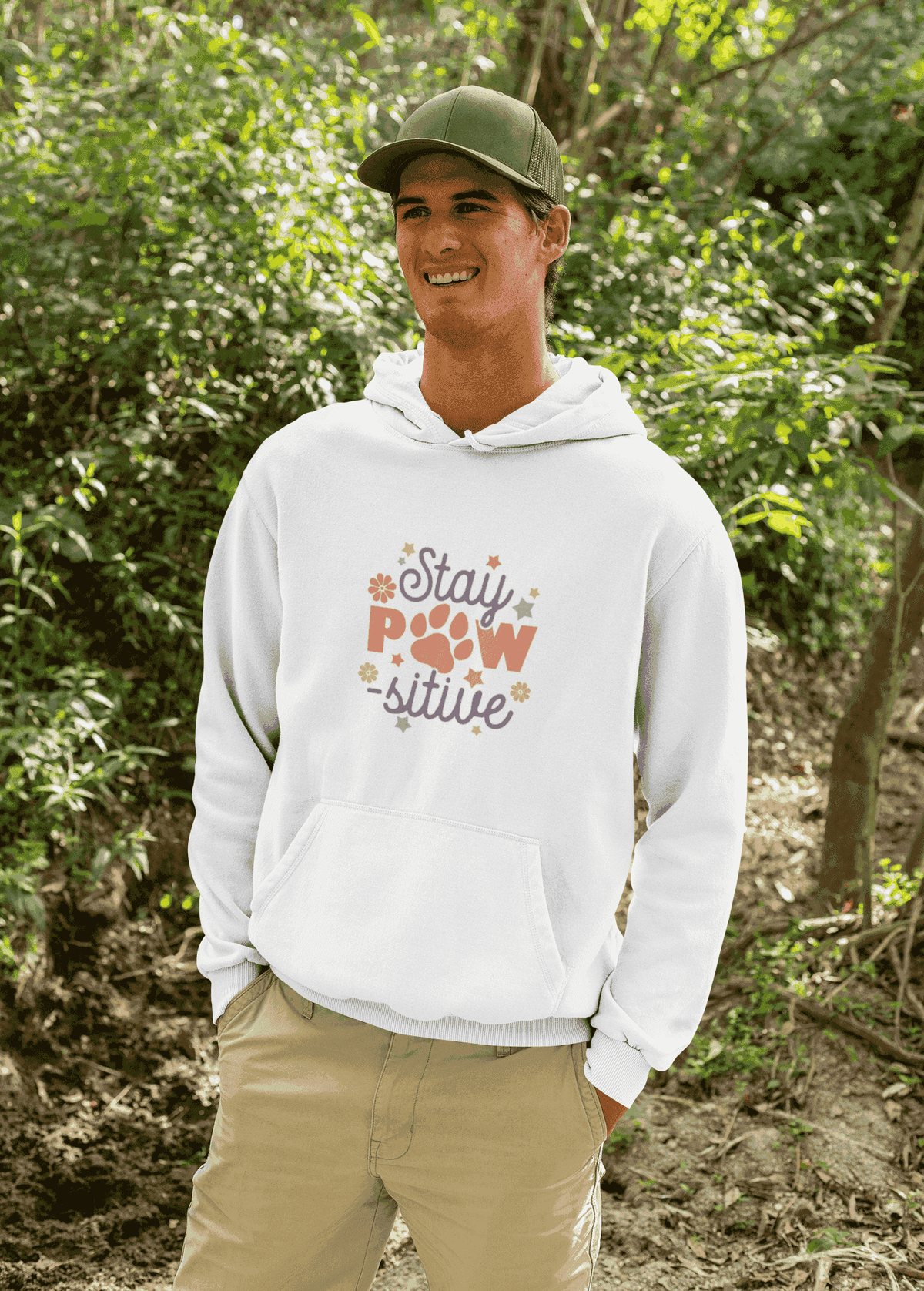 Stay Pawsitive Unisex Hoodie - Pet Themed Inspirational Hoodie
