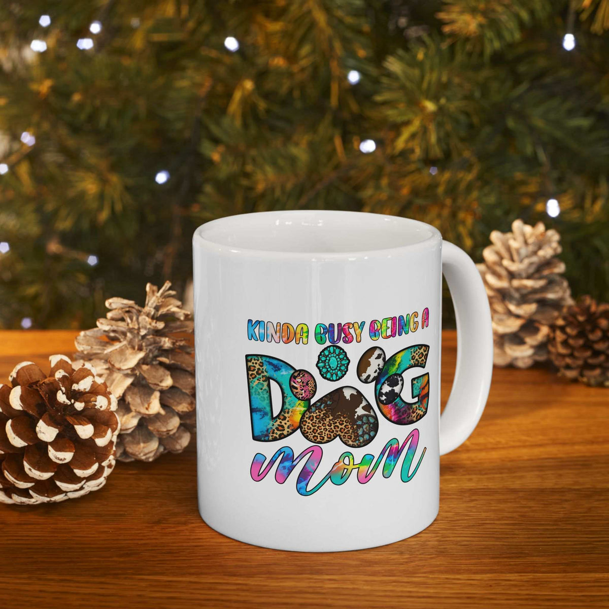 Colorful Dog Mom Ceramic Mug - Pet Owner Coffee Cup