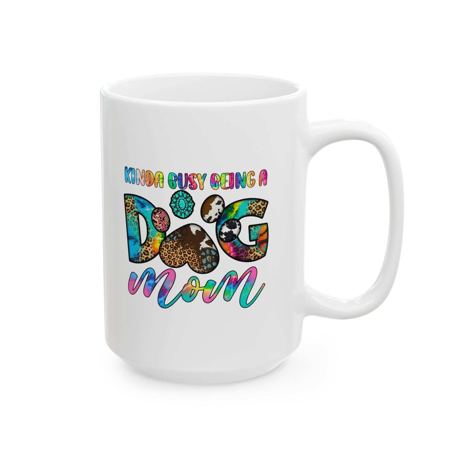 Colorful Dog Mom Ceramic Mug - Pet Owner Coffee Cup