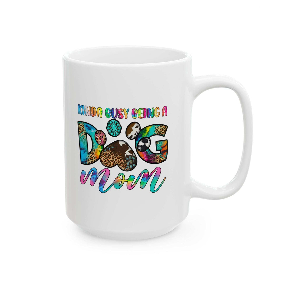 Colorful Dog Mom Ceramic Mug - Pet Owner Coffee Cup