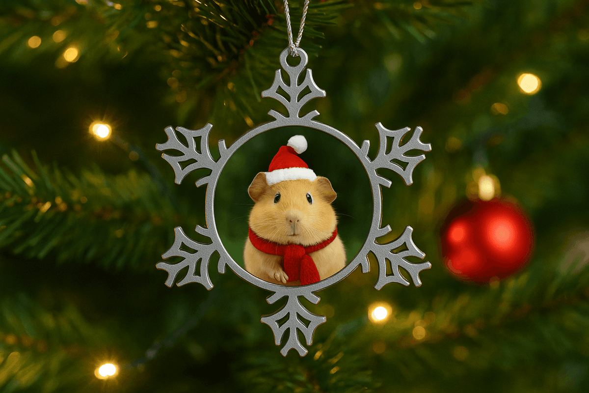 Personalized Pewter Snowflake Pet Ornament - Custom Christmas Decor