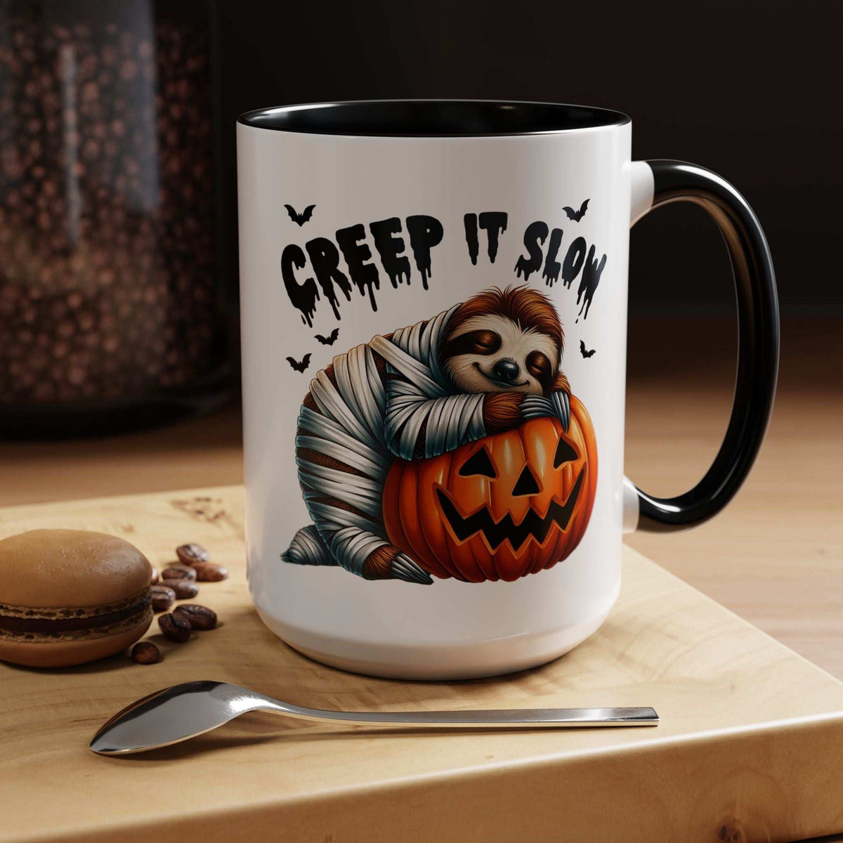Halloween Sloth Coffee Mug - Spooky Creep It Slow Ceramic Drinkware