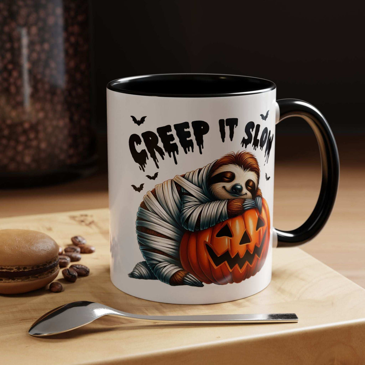 Halloween Sloth Coffee Mug - Spooky Creep It Slow Ceramic Drinkware